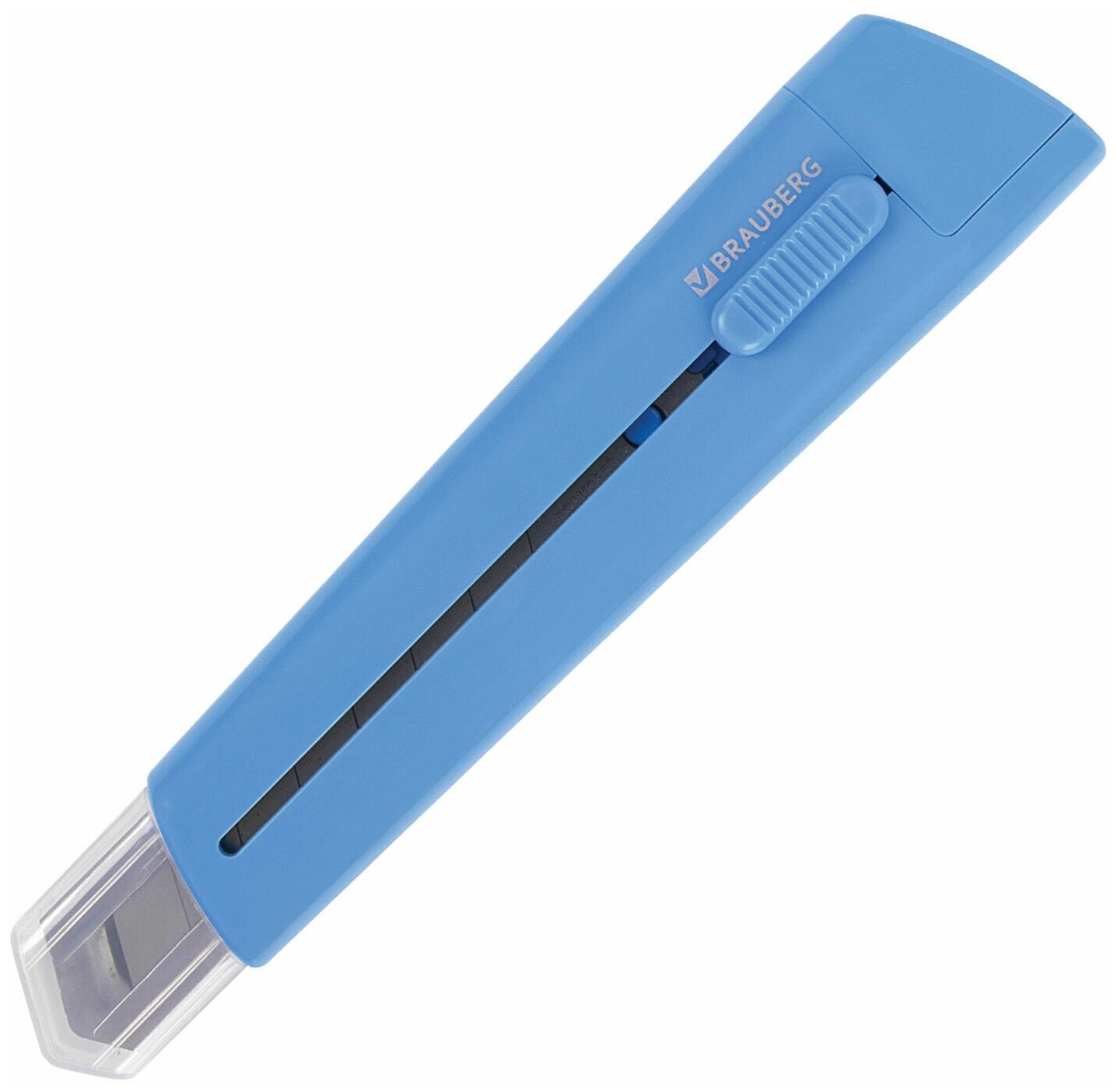 Нож канцелярский 18 мм BRAUBERG "Delta", автофиксатор, цвет корпуса голубой, блистер, 237087 4 шт .