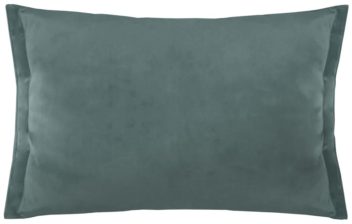 Наволочка - чехол для декоративной подушки на молнии Бархат серо-бирюзовый 30 х 50 см.