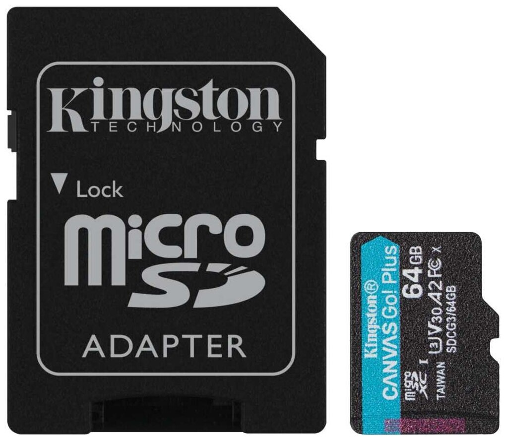 Флеш карта microSDXC 64Gb Class10 Kingston SDCG3/64GB Canvas Go! Plus + adapter