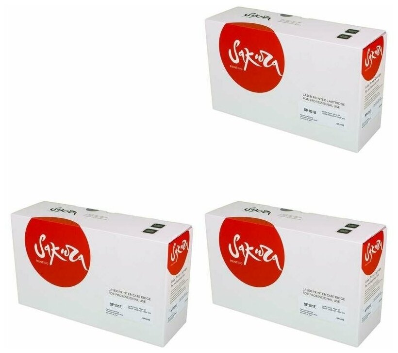Sakura Картриджи комплектом совместимые Сакура Sakura SASP101E-3PK SP101E черный 3 упаковки [выгода 3%] 6K