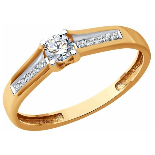 фото Кольцо diamant, красное золото, 585 проба, бриллиант, размер 17.5
