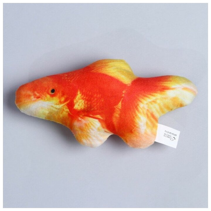 Игрушка для кошек с мятой "Золотая рыба" из текстиля, 15,3-7,5 см. 9080701 - фотография № 2