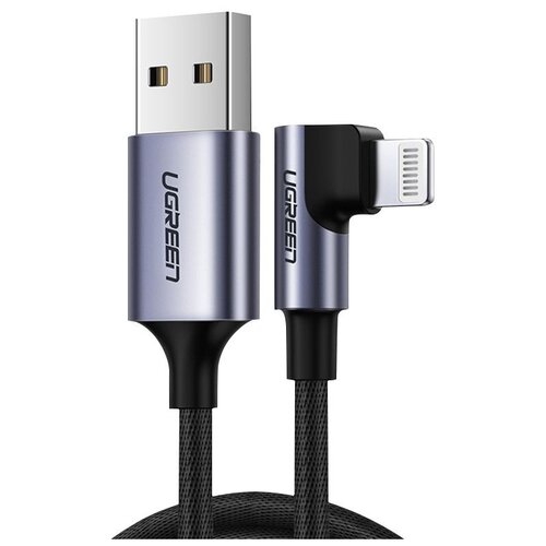 Кабель UGreen US299 USB-A - Lightning, 1 м, 1 шт., черный кабель угловой ugreen us323 70529 black