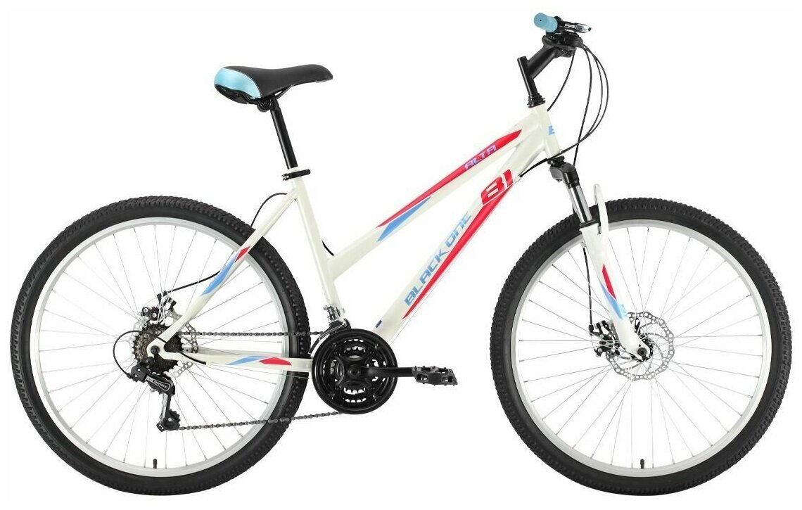Женский горный велосипед с колесами 26" Black One Alta 26 D белый / розовый/ голубой рама 16", 21 скорость