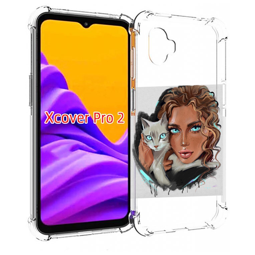 Чехол MyPads девушка-с-котом-голубые-глаза женский для Samsung Galaxy Xcover Pro 2 задняя-панель-накладка-бампер чехол mypads девушка с котом голубые глаза женский для tecno pova neo 2 задняя панель накладка бампер