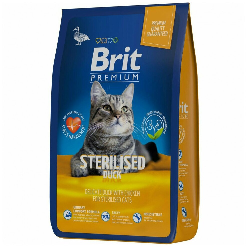 Сухой корм для стерилизованных кошек Brit Premium Cat Duck & Chicken с уткой и курицей, 8 кг - фотография № 2