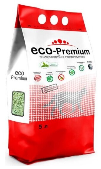 Наполнитель для кошачьих туалетов ECO PREMIUM Зеленый чай древесный комкующийся с ароматом Зеленого чая 1,9 кг 5 л - фотография № 2