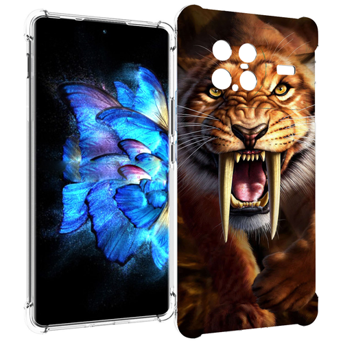 Чехол MyPads саблезубый злой тигр для Vivo X Note 5G задняя-панель-накладка-бампер
