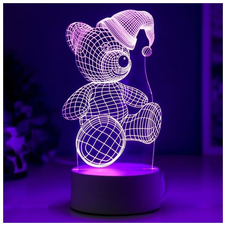 Светильник "Мишка в шапке" LED RGB от сети - фотография № 5