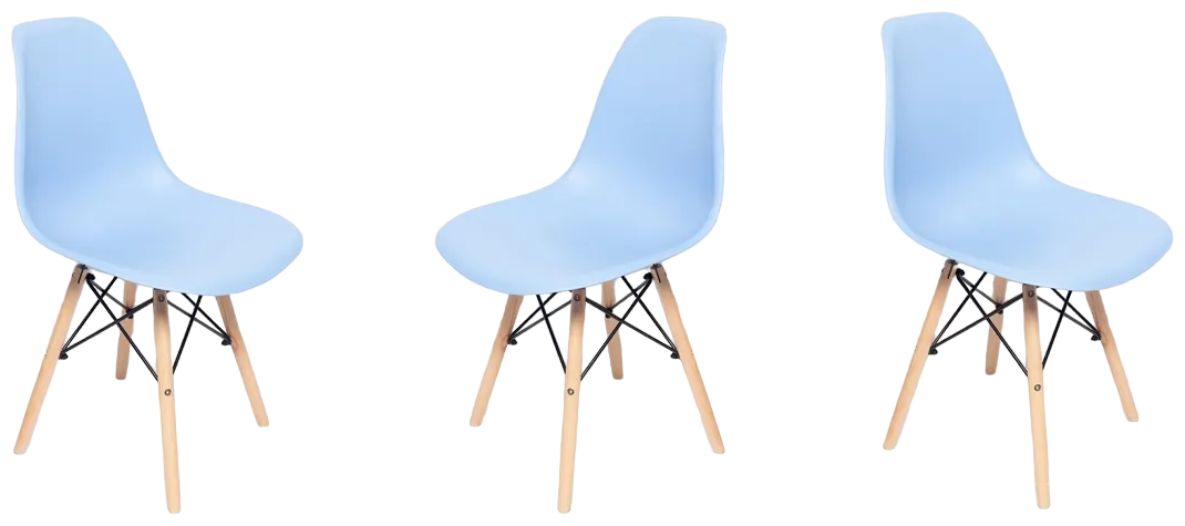 Комплект стульев для кухни из 3-х штук Eames SC - 001 голубой, пластиковый