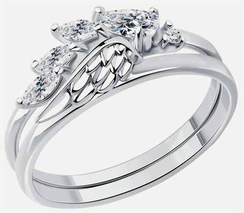 Изображение товара Кольцо наборное, серебро, 925 проба, родирование, фианит