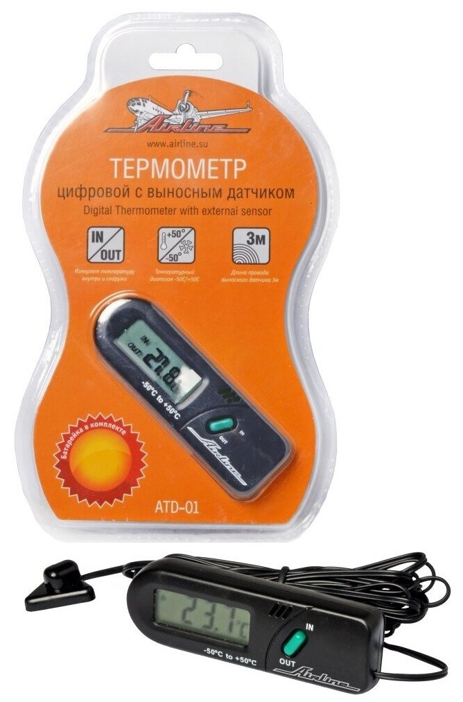 Термометр цифровой с выносным датчиком AIRLINE ATD-01 - фотография № 1