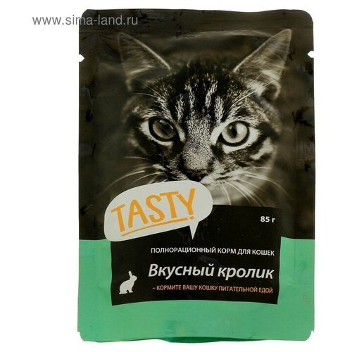 Влажный корм Tasty для кошек, кролик в желе, пауч, 85 г