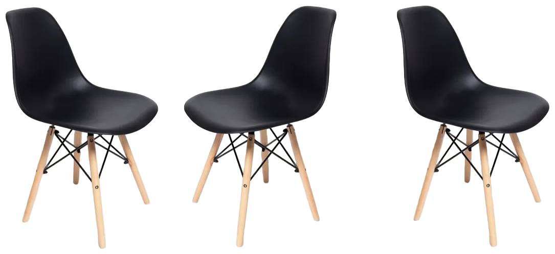 Комплект стульев для кухни из 3-х штук Eames SC - 001 черный, пластиковый