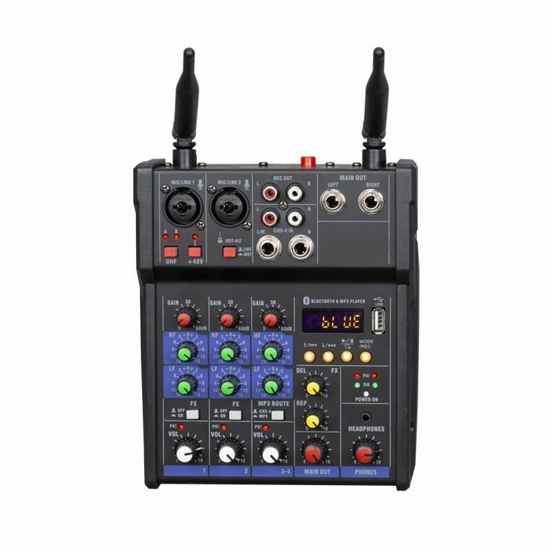 Микшер 4-полосный с беспроводными микрофонами с Bluetooth и USB TKL R2 — фото 1