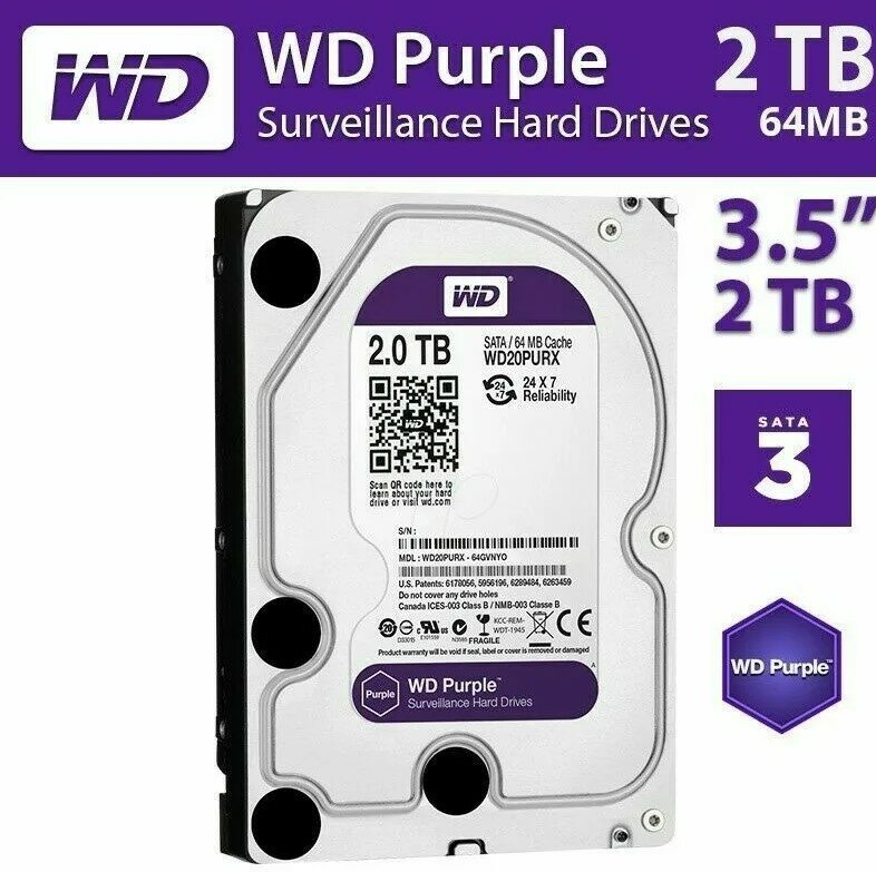 2Tb Жесткий диск WD Purple WD20PURX — фото 1