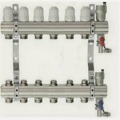 Изображение товара Коллекторная группа 1"-3/4" евроконус из латуни 6 выхода без расходомеров TIM KB006
