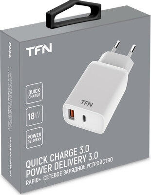 Сетевое зарядное устройство Quick Charge+Power Delivery(18Вт max), Цв ет: черный (TFN, TFN-WCRPD18WQCPDWH)