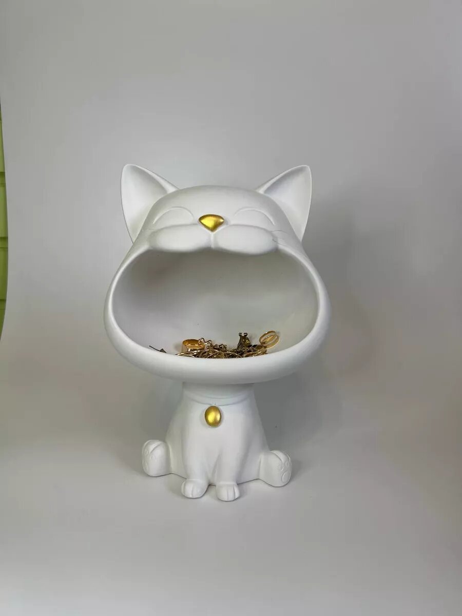 Ваза BI BRIGHT IDEA "Котенок Мяу", гипс, с ручками, для сухоцветов, декор
