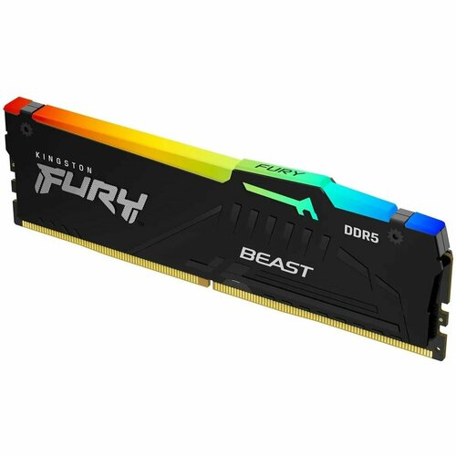 Модуль памяти Kingston 16GB DDR5 6400 DIMM FURY Beast Black RGB XMP Non-ECC Unbuffered 1RX8 32-39-39 14V 288-pin 16Gbit 10714₽