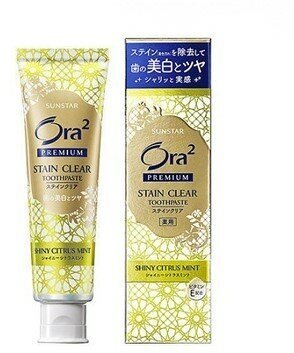 SUNSTAR Ora2 Premium Японская отбеливающая зубная паста, укрепление эмали, защита от кариеса, без SLS и карбоната кальция, с цитрусово-мятным вкусом, 100 гр.