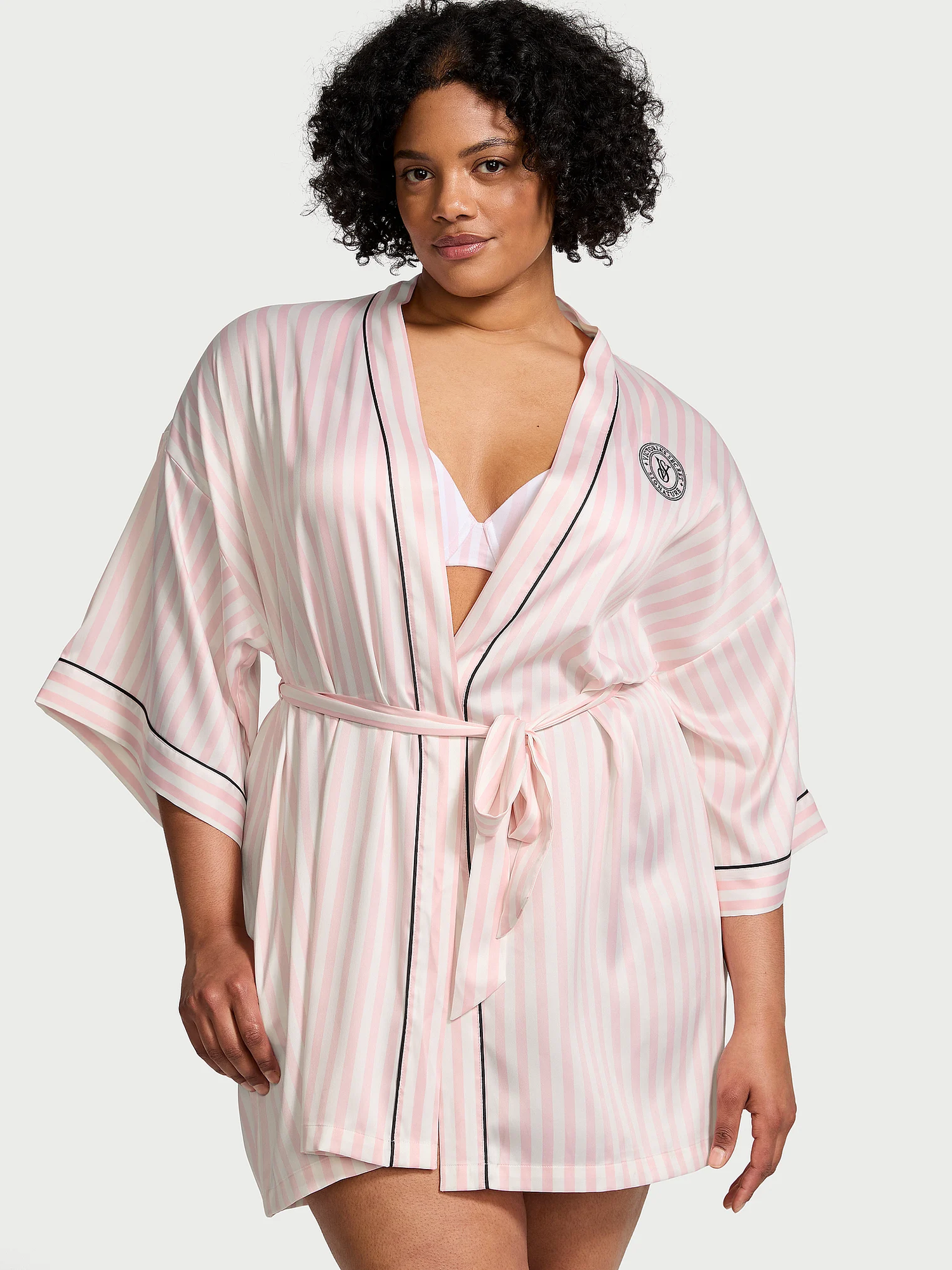 Халат Victoria's Secret, размер M/L, белый/розовый