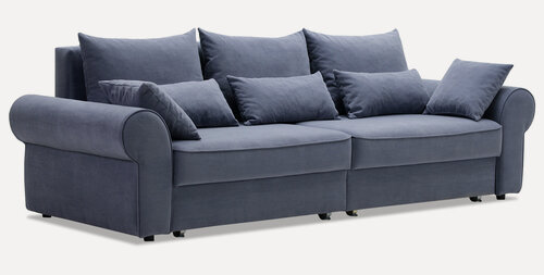 Изображение товара Диван-кровать Тьерри размер: 251х105х90 см, спальное место: 156х200 см, велюр фиолетово-синий