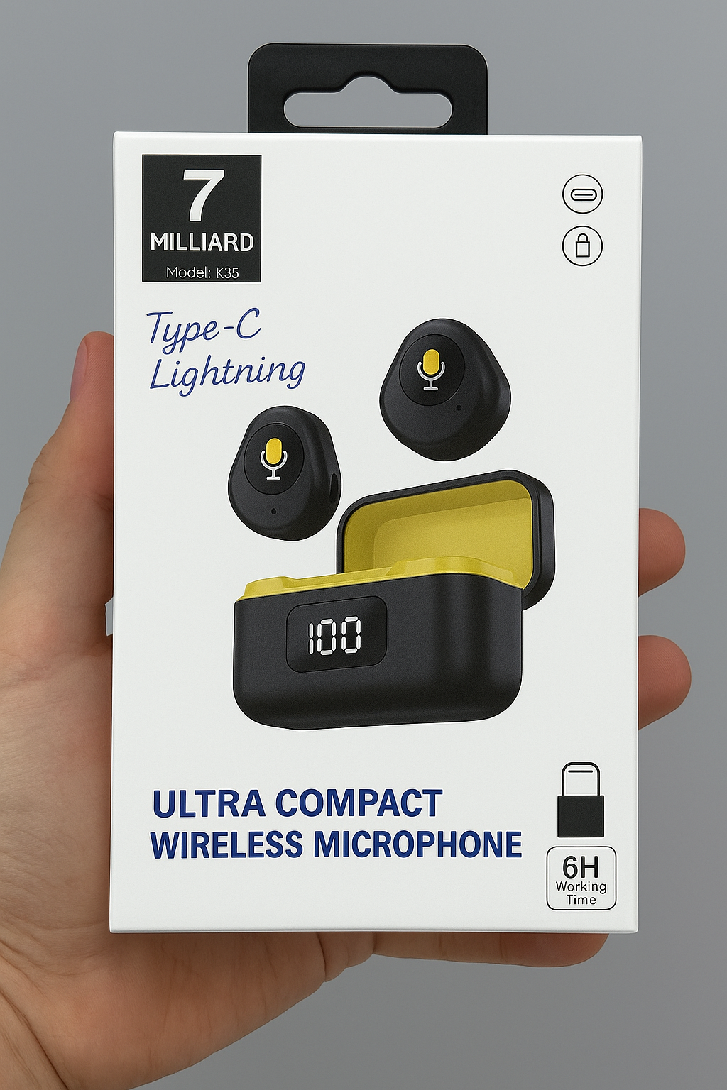7-Milliard ультракомпактный беспроводной микрофон (Lightning/Type-C)
