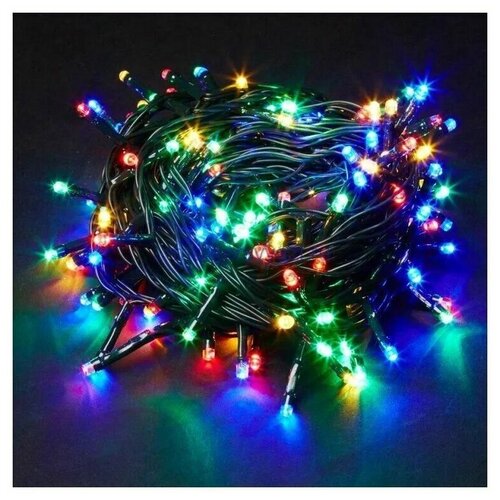 Электрогирлянда уличная Нить 800 ламп,цвет мульти., длина 7 м, 8 режимов, провод черный