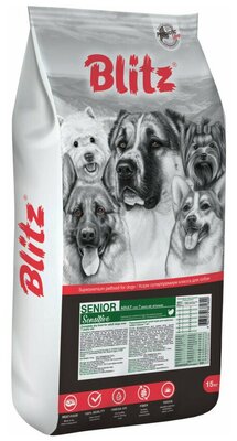 Blitz Sensitive Senior сухой корм для пожилых собак всех пород, с индейкой - 15 кг