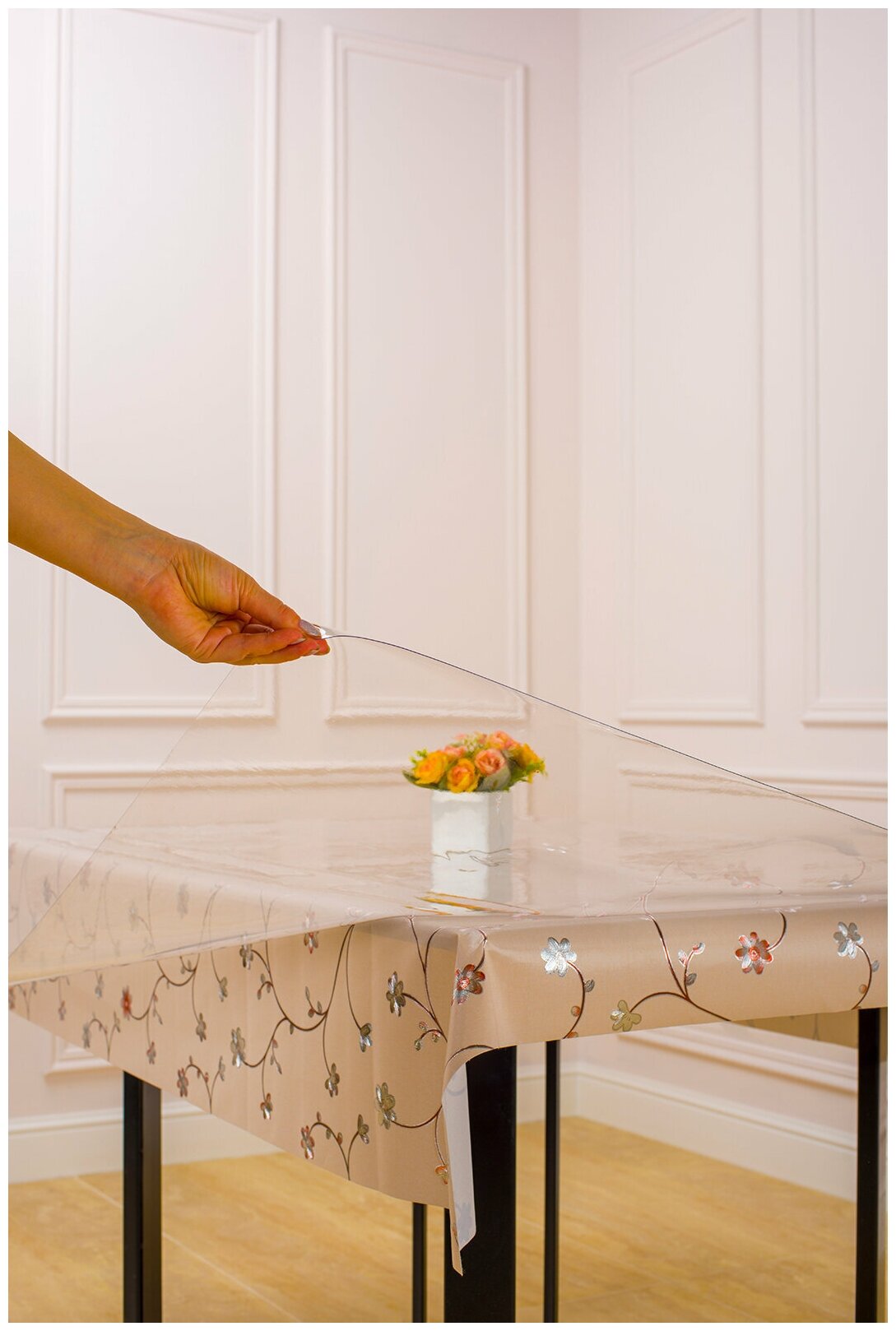 Скатерть прозрачная силиконовая, гибкое ПВХ стекло на стол - 0,8мм90x60см - фотография № 6