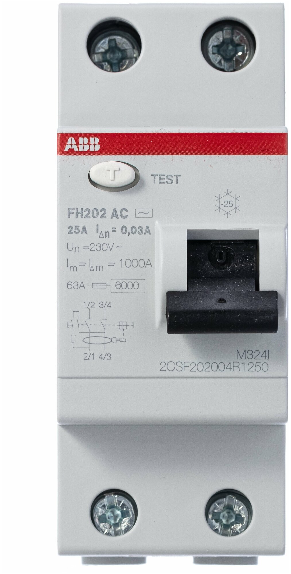 ABB Выключатель дифференциального тока /узо/ 2п 25А 30мА FH202 2CSF202004R1250 . - фотография № 5