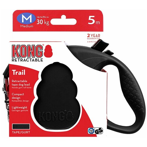 Поводок-рулетка KONG Trail M (до 30 кг) лента 5 метров, черный