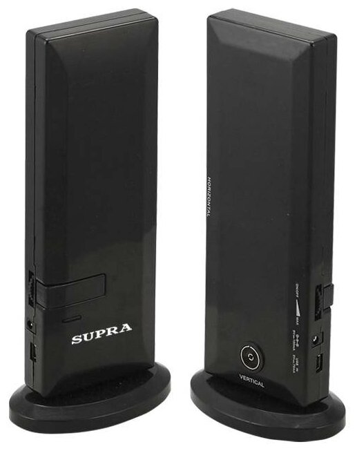 ТВ антенна Supra IADA-130A комнатная, с усилителем, черная - фото №1