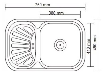 Мойка из нержавеющей стали врезная 750x490x180 (0.8мм) выпуск 3 1/2