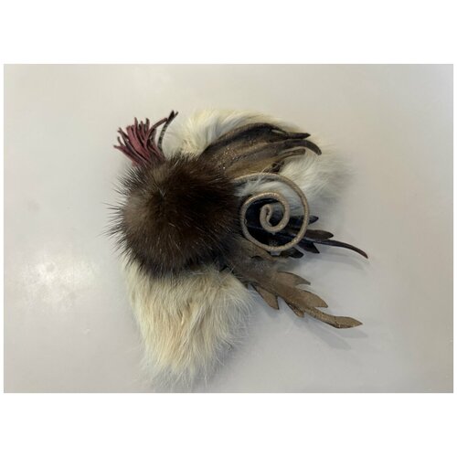 Брошь, коричневый, бордовый