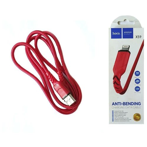 USB Кабель lightning, Hoco, X59, красный lightning hoco x59 victory 1м 2 4а в тканевой оплётке