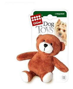 Игрушка для собак GIGWI Dog Toys Мишка с пищалкой коричневый (10 см)