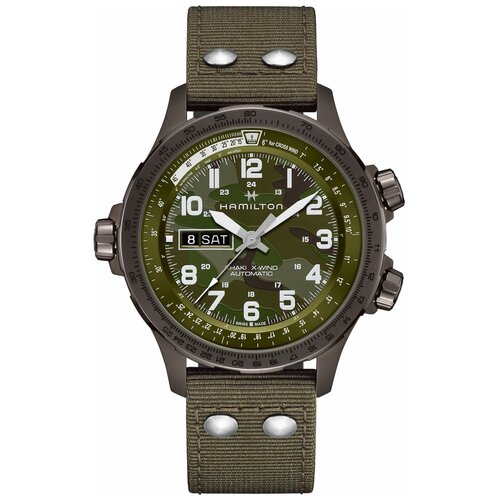 наручные часы hamilton khaki aviation часы hamilton khaki aviation takeoff h76786733 черный Наручные часы Hamilton Khaki Aviation, зеленый, черный