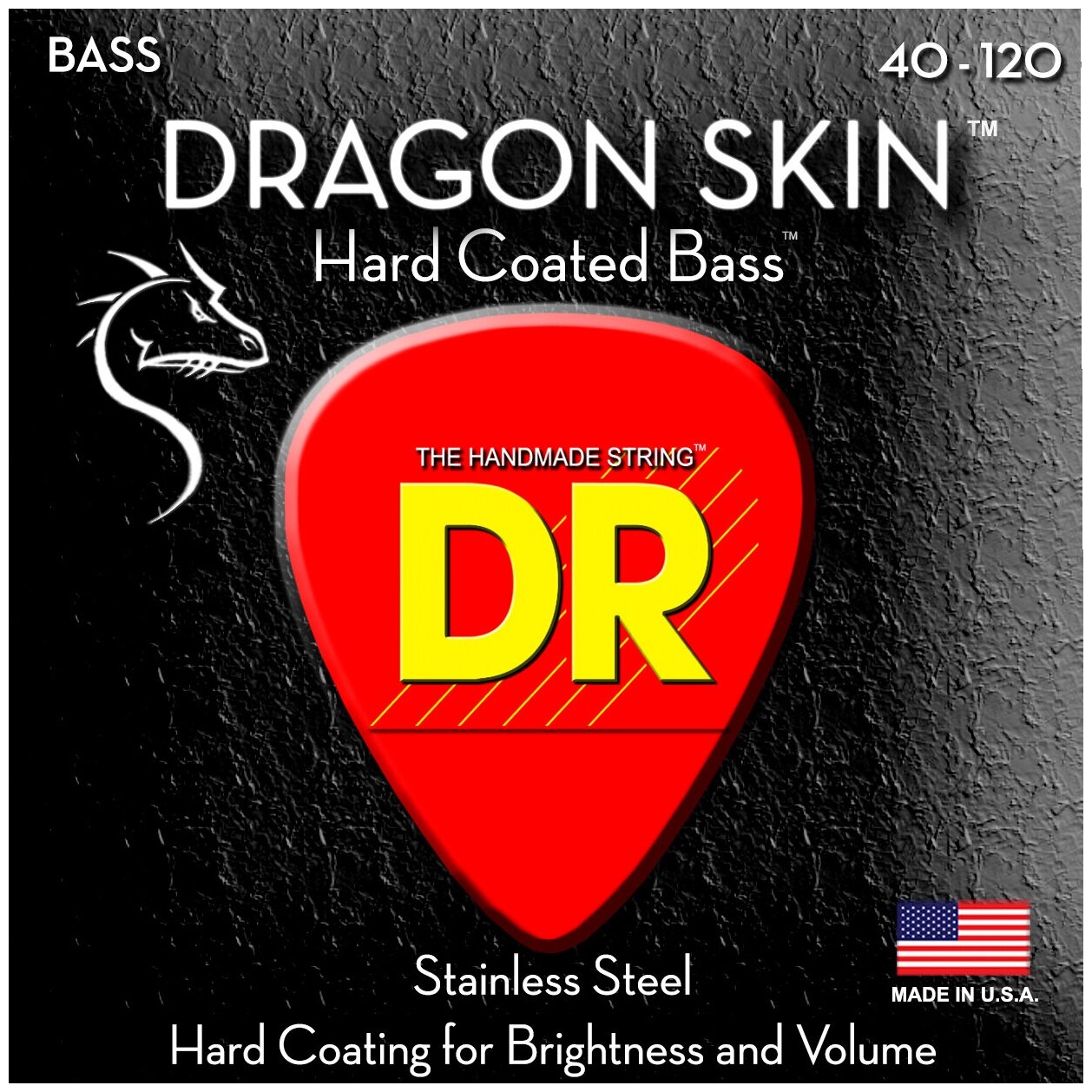 DR DSB5-40 DRAGON SKIN струны для 5-струнной бас-гитары прозрачное покрытие нержавеющая стал