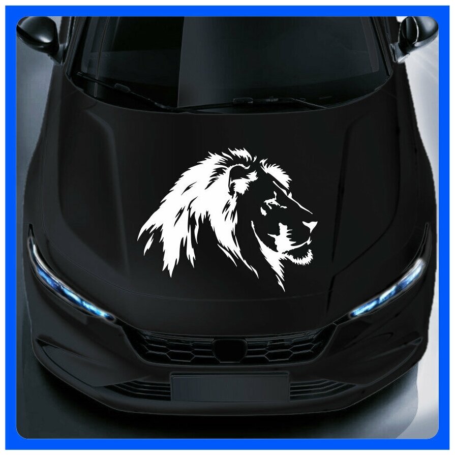 Наклейка полоса без фона на бок авто Лев Lion 55х44 см