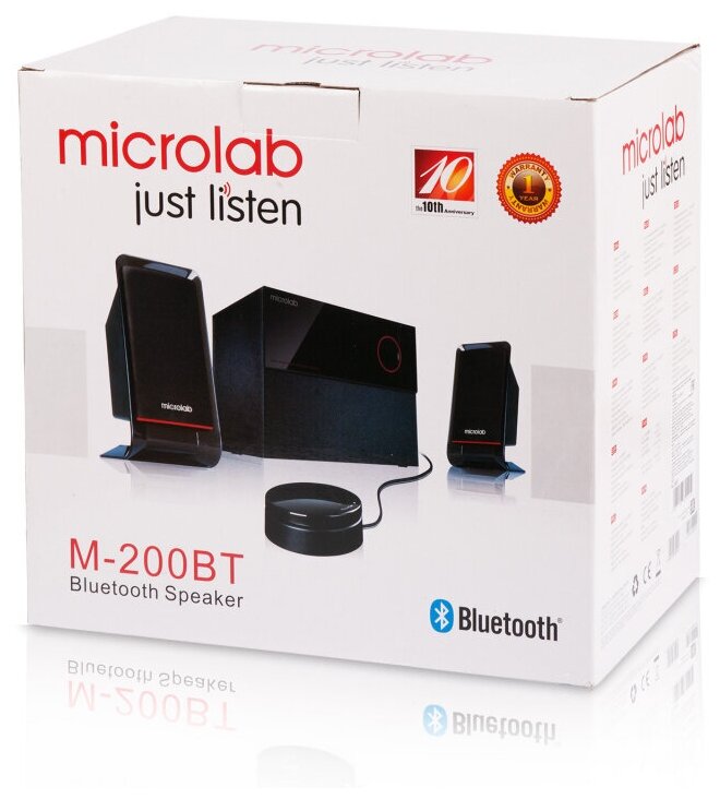 Колонки MICROLAB M-200BT дерево, черные (40W RMS) Bluetooth