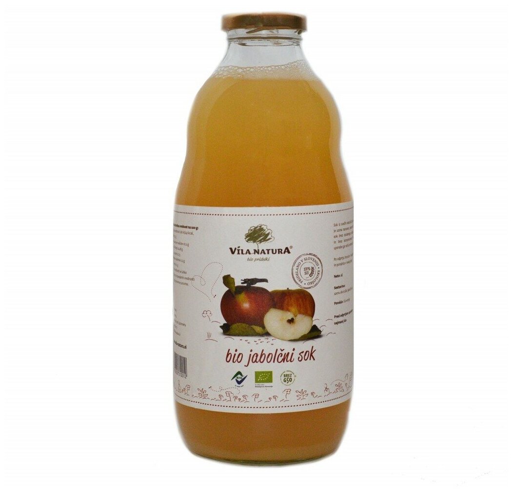 Сок яблочный прямого отжима без сахара био органический Vila Natura Словения стекло 1л