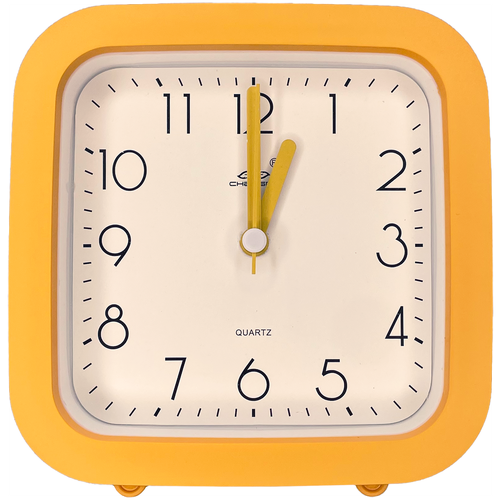 Настольные часы с будильником / крупный циферблат / кварцевый механизм / оранжевый