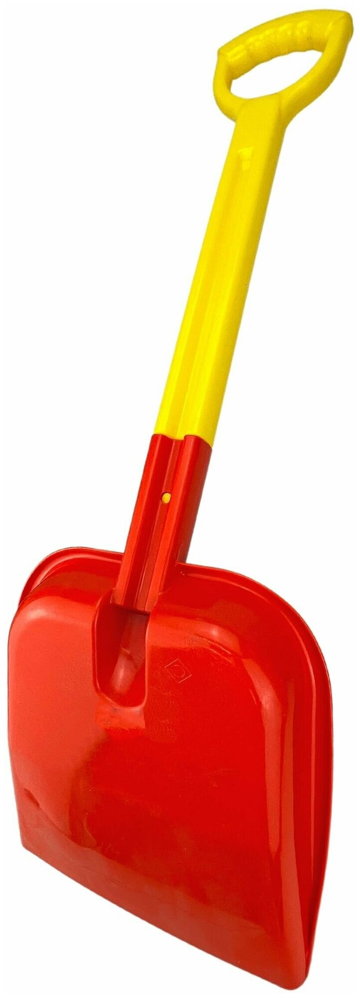 Лопата детская, совковая, красно-желтая, пластиковая, широкая удобная ручка, для снега и песка, размер - 23 х 3 х 68 см. - фотография № 6