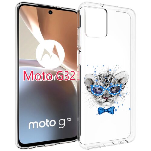Чехол MyPads тигренок с бабочкой для Motorola Moto G32 задняя-панель-накладка-бампер