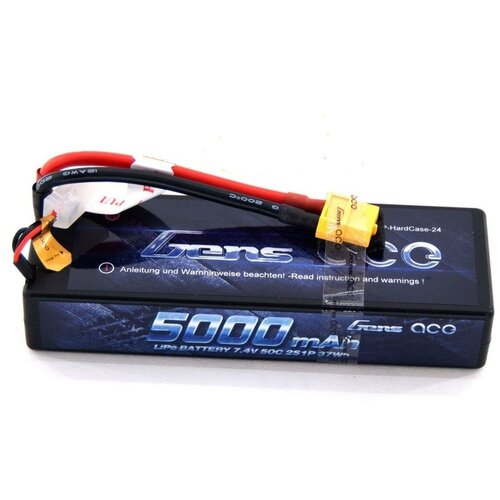 Аккумулятор LiPo GensAce - 7.4В 5000мАч 50C (2S, серия Hobby, Hard сase, разъём EC5)