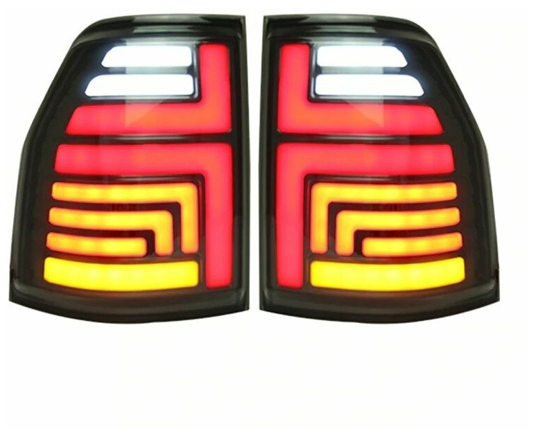 фото Задние фонари Мицубиси Паджеро 4 2006-2020 модель №3, комплект: Л+П, дымчатые, бегущий поворотник, арт: MF-TL-000521