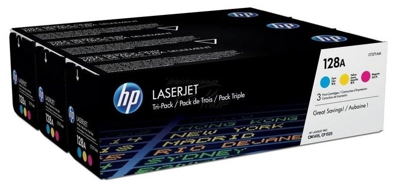 HP Тонер-картридж набор из 3 шт/ HP 128A CYM Tri-Pack LJ Toner Cartridge