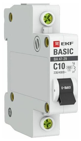 Автоматический выключатель 1P 10А (C) 4,5кА ВА 47-29, EKF Basic - фотография № 4